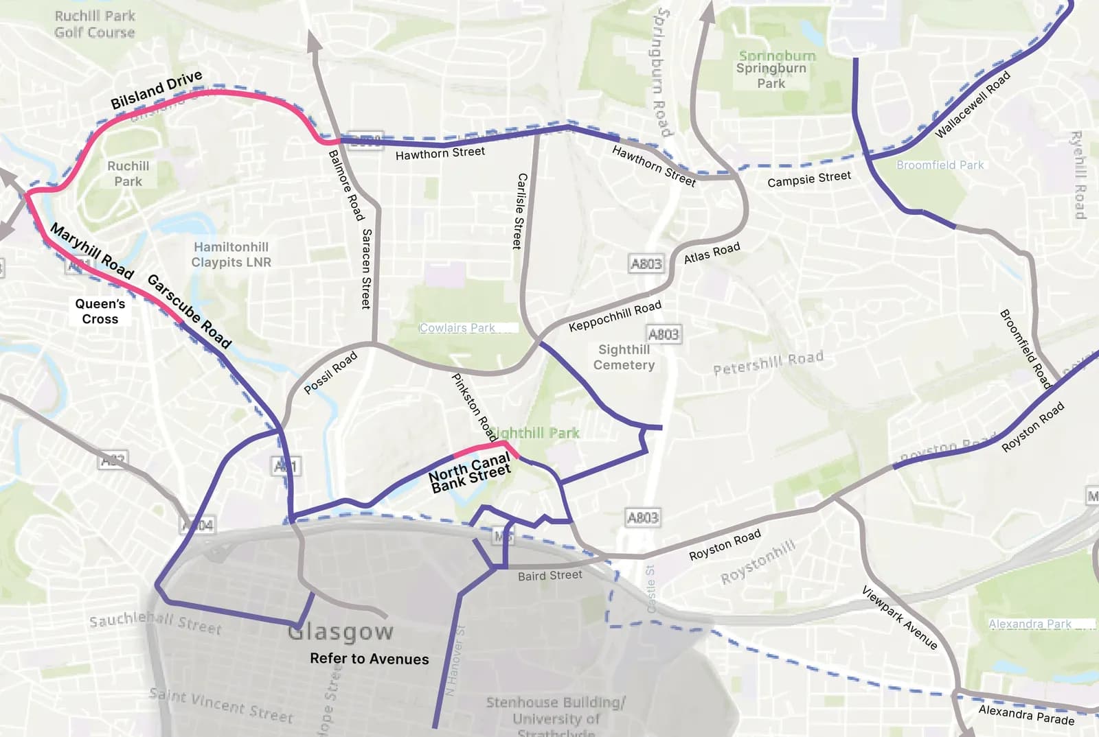 South Routes: Map (Maxwell Rd and Shields Rd)