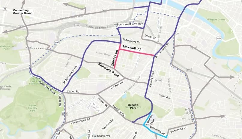 North Routes: Map (Maryhill Rd, Bilsland Dr and North Canal Bank St)